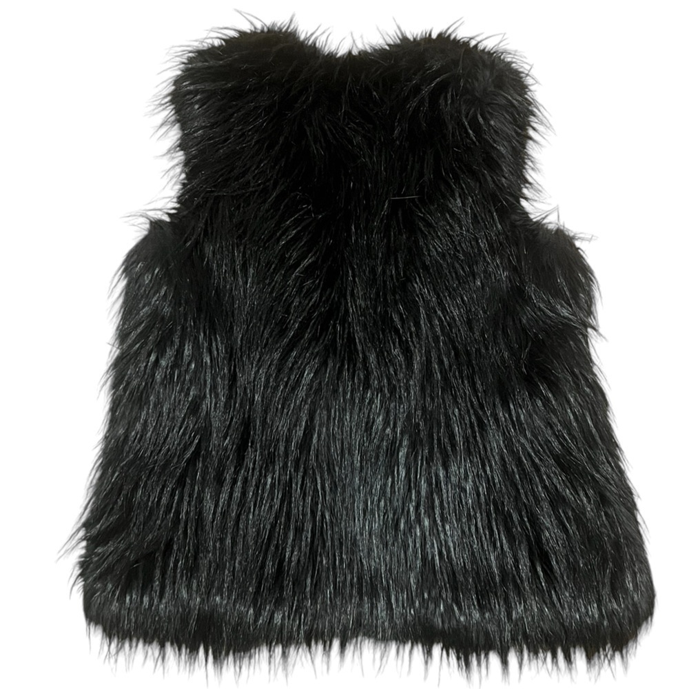 Donna Salyers’ Fabulous-Furs black faux fur open front vest mobwife ski - Picture 3 of 6
